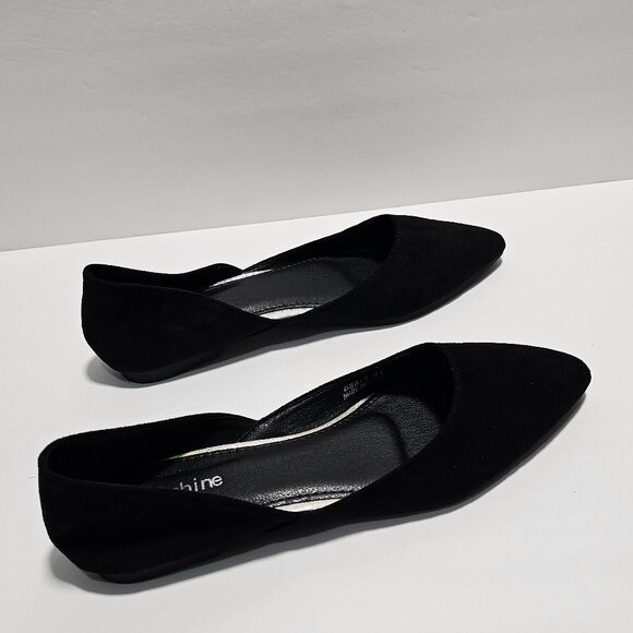 Black Meeshine Womens Pointed Toe Ballet Flats Comfort Suede Slip On Flats - Picture 7 of 7